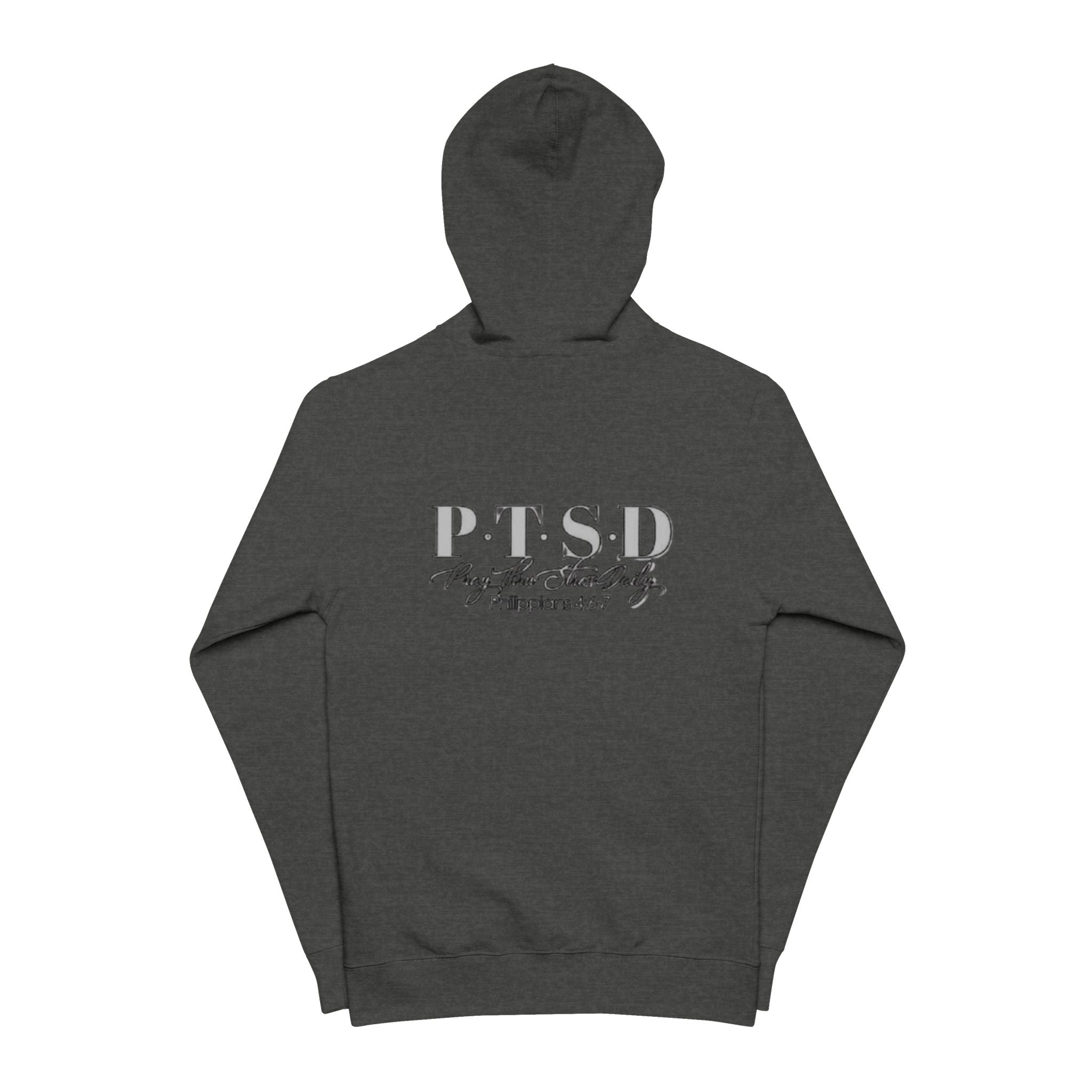 PTSD Support Zip Hoodie — Distressed Awareness Fleece Zip-Up
