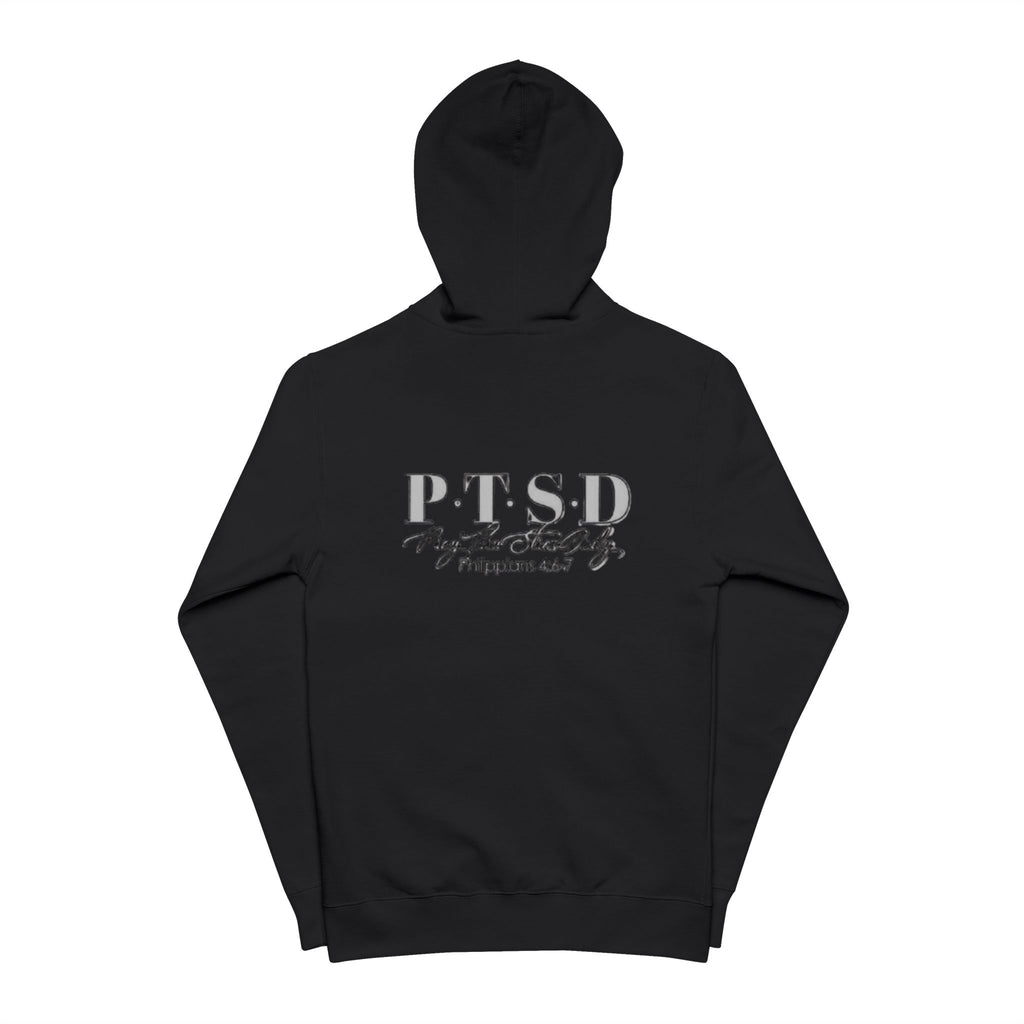 PTSD Support Zip Hoodie — Distressed Awareness Fleece Zip-Up