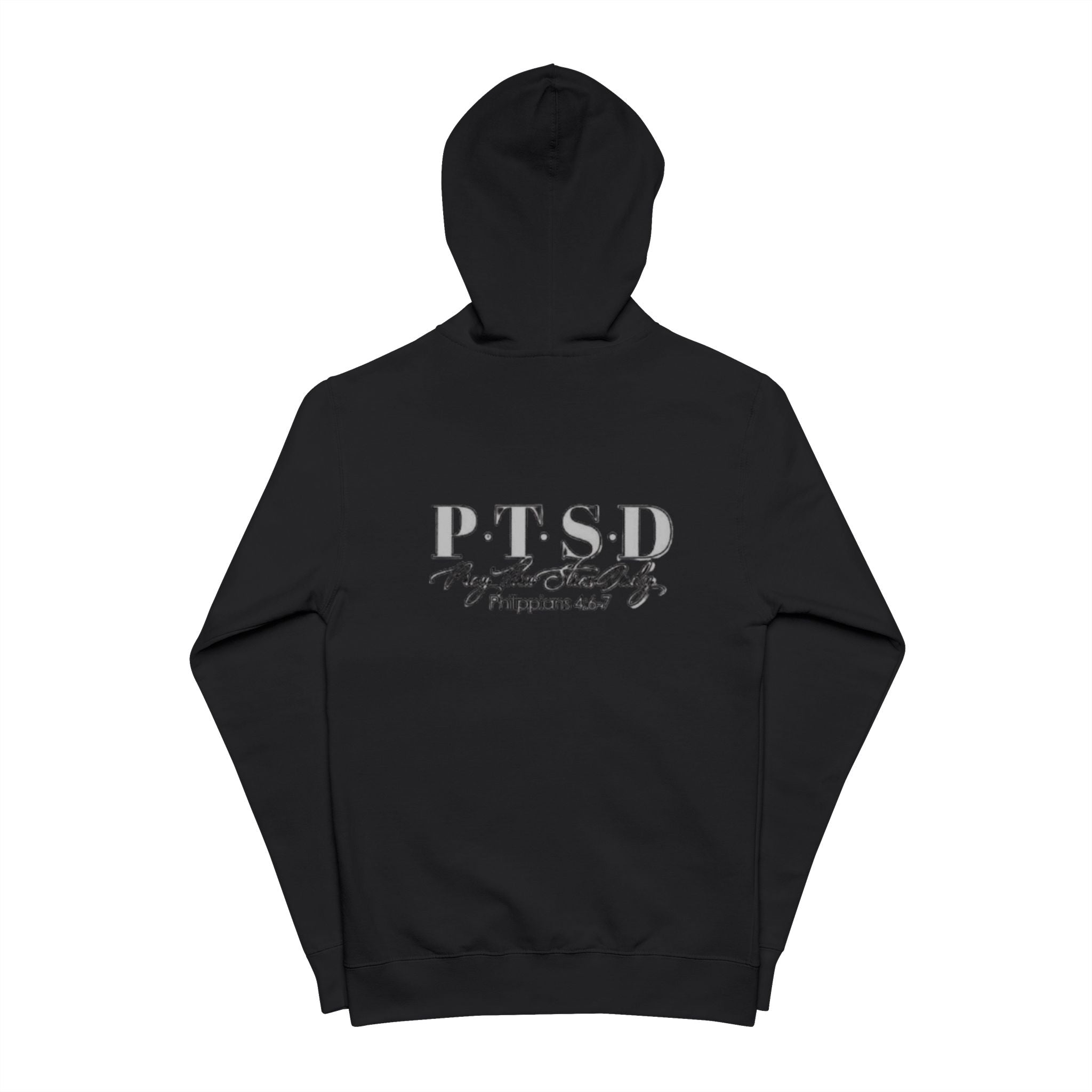 PTSD Support Zip Hoodie — Distressed Awareness Fleece Zip-Up