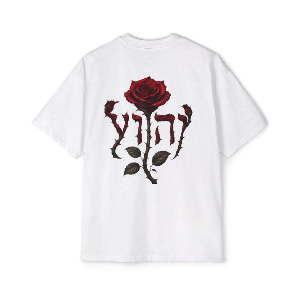 Rose Emblem Tee — Men's Oversized T-Shirt with Gothic Rose Back Print