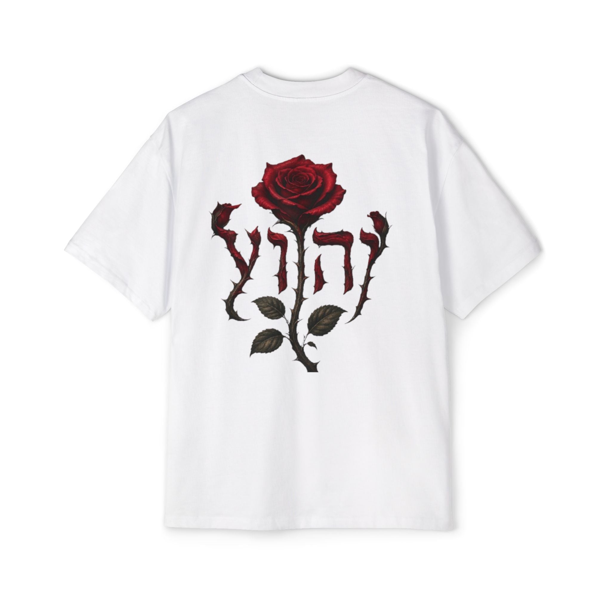 Rose Emblem Tee — Men's Oversized T-Shirt with Gothic Rose Back Print