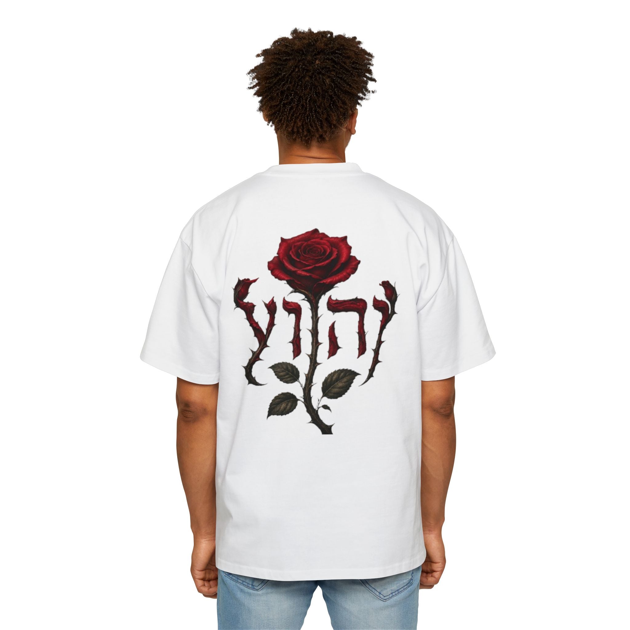 Rose Emblem Tee — Men's Oversized T-Shirt with Gothic Rose Back Print
