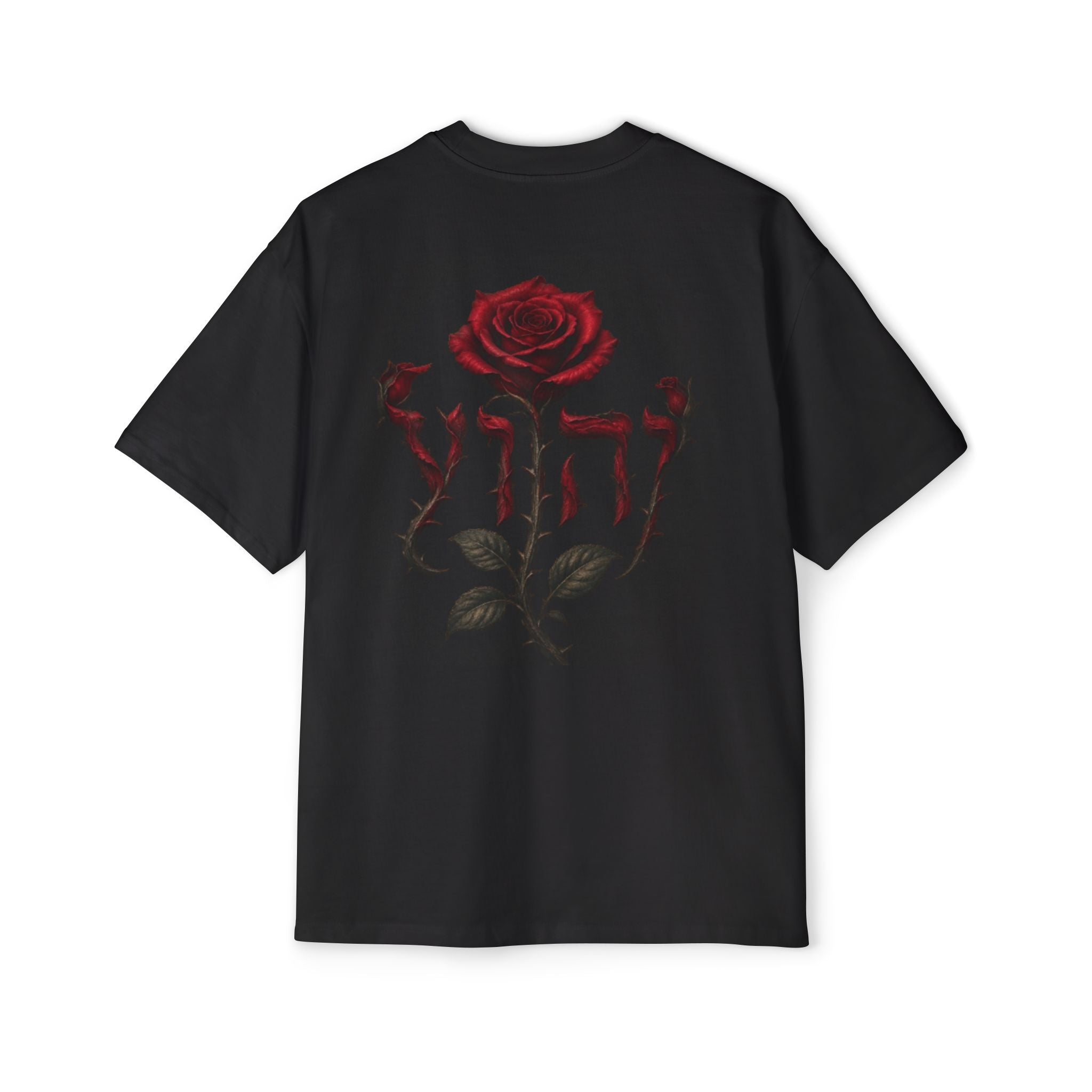 Rose Emblem Tee — Men's Oversized T-Shirt with Gothic Rose Back Print
