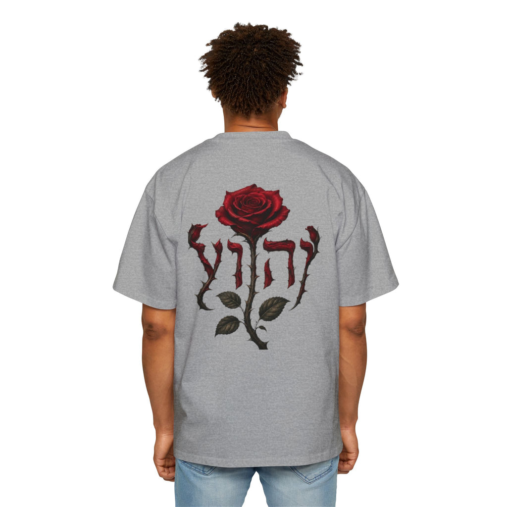 Rose Emblem Tee — Men's Oversized T-Shirt with Gothic Rose Back Print